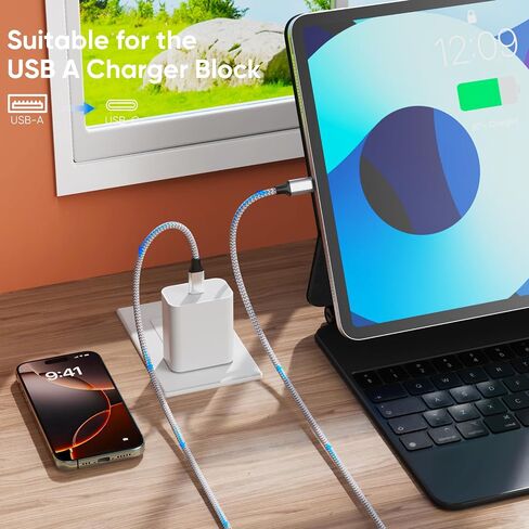 20 Ft USB C Cable, Long USB A 2.0 to Type C 12W Fast Charging & Data Transfer Cord Compatible with Xbox PS5 Controller, iPhone 16/15, Android Phone, Tablet, Game Controller, Camera, and More in Saudi Arabia