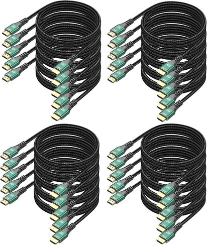 10K 8K HDMI Cable 20-Pack 6.6FT, HDMI 2.1 Cable Bulk Ultra High Speed 48Gbps 8K@60Hz, 4K@120Hz Braided HDMI Cord with Ethernet, eARC, HDR10, HDCP 2.3 for PS5/PS4, Roku TV, Monitor, Laptop in Saudi Arabia