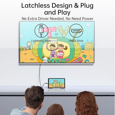 Lightning to HDMI Cable [6ft] 1080P HD Screen Mirroring Adapter with Charging Port - PVC Coated - Compatible with iPhone 14/13/12 Series, iPad Pro/Air/Mini, TV/Monitor (Lightning to HDMI) in Kuwait