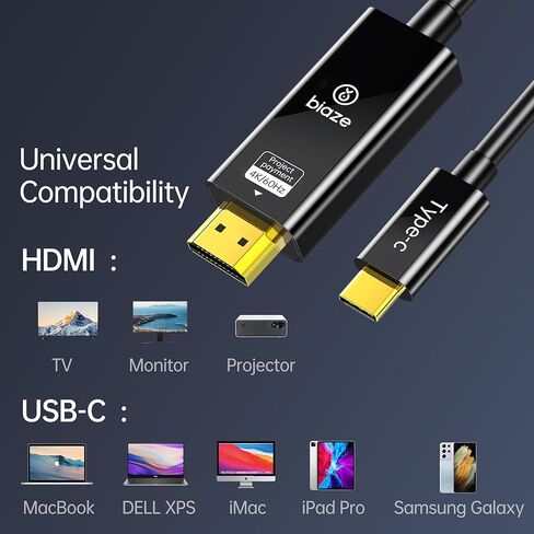 Lightning to HDMI Cable [6ft] 1080P HD Screen Mirroring Adapter with Charging Port - PVC Coated - Compatible with iPhone 14/13/12 Series, iPad Pro/Air/Mini, TV/Monitor (Lightning to HDMI) in Kuwait