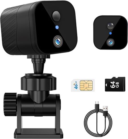 4G LTE Cellular Security Camera ، Small 2K HD Wireless No WiFi IR IR Night Vision Discoy Pir Motion Detection 90 Day Battery Protable Mini Camera SIM مدمجة (مع بطاقة 64 جيجابايت SD) in Saudi Arabia