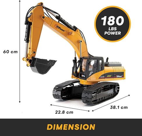 حفارات RC من توب ريس V4 معدنية بالكامل للبالغين - حفار هيدروليكي للتحكم عن بعد للبالغين - مركبات بناء قابلة لإعادة الشحن للأطفال - شاحنة لعبة محاكاة للدخان، سعة 180 رطل، متوافقة مع أليكسا in Kuwait