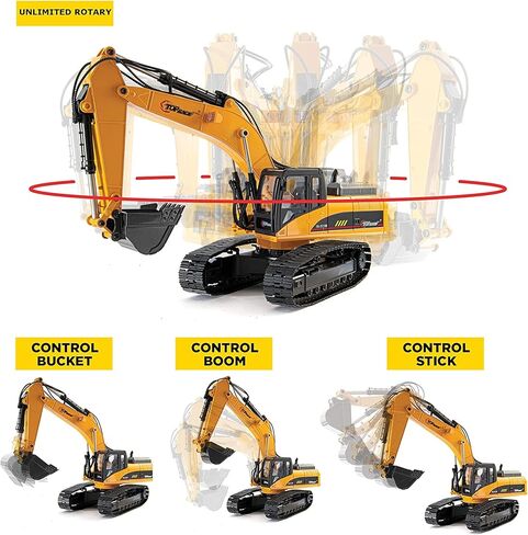 حفارات RC من توب ريس V4 معدنية بالكامل للبالغين - حفار هيدروليكي للتحكم عن بعد للبالغين - مركبات بناء قابلة لإعادة الشحن للأطفال - شاحنة لعبة محاكاة للدخان، سعة 180 رطل، متوافقة مع أليكسا in Kuwait