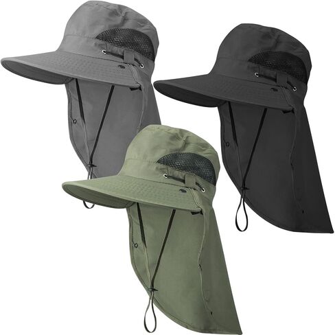 Cuffbow 3 PCS شمس قبعة للرجال النساء مع رفرف الرقبة تنفس واسعة الحافة دلو قبعة UV حماية UPF 50+ الصيد المشي لمسافات طويلة in Saudi Arabia