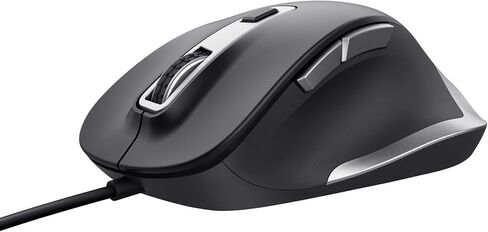 الثقة فأر فايدا USB Computer Mouse مصنوعة من مواد معاد تدويرها ، 600-5000 نقطة في البوصة ، 6 أزرار ، راحة الإبهام ، فأر مريح الراحة السلكية للكمبيوتر المحمول ، الكمبيوتر الشخصي ، MAC ، العمل ، المكتب المنزلي - الأسود in Kuwait