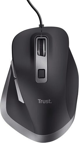 الثقة فأر فايدا USB Computer Mouse مصنوعة من مواد معاد تدويرها ، 600-5000 نقطة في البوصة ، 6 أزرار ، راحة الإبهام ، فأر مريح الراحة السلكية للكمبيوتر المحمول ، الكمبيوتر الشخصي ، MAC ، العمل ، المكتب المنزلي - الأسود in Kuwait