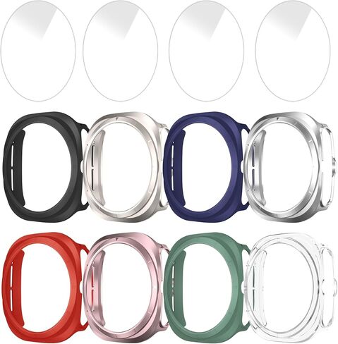 8+4 Pack Case for Samsung Galaxy Watch 7 Ultra 47mm with Tempered Glass Screen Protector, Waterproof Anti-Fog Screen Protector Shockproof Hard PC Cover Compatible with Galaxy Watch 7 Ultra in Kuwait