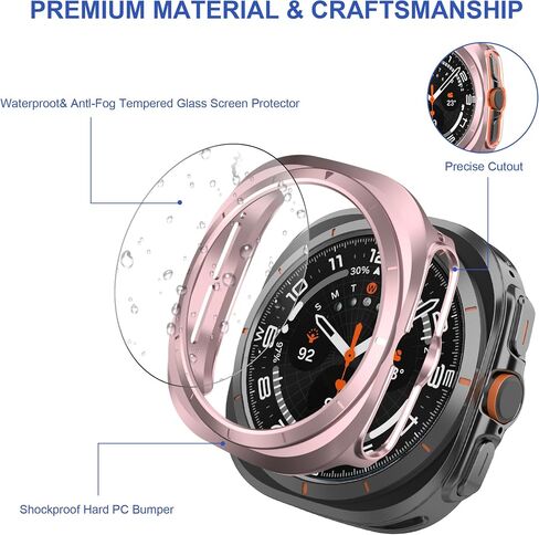 8+4 Pack Case for Samsung Galaxy Watch 7 Ultra 47mm with Tempered Glass Screen Protector, Waterproof Anti-Fog Screen Protector Shockproof Hard PC Cover Compatible with Galaxy Watch 7 Ultra in Kuwait