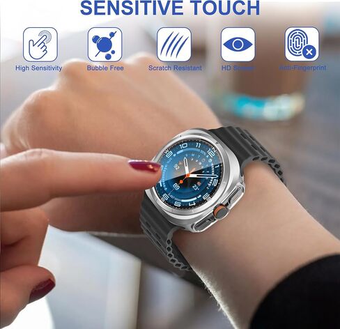 8+4 Pack Case for Samsung Galaxy Watch 7 Ultra 47mm with Tempered Glass Screen Protector, Waterproof Anti-Fog Screen Protector Shockproof Hard PC Cover Compatible with Galaxy Watch 7 Ultra in Kuwait