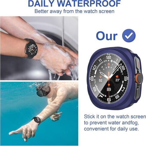 8+4 Pack Case for Samsung Galaxy Watch 7 Ultra 47mm with Tempered Glass Screen Protector, Waterproof Anti-Fog Screen Protector Shockproof Hard PC Cover Compatible with Galaxy Watch 7 Ultra in Kuwait