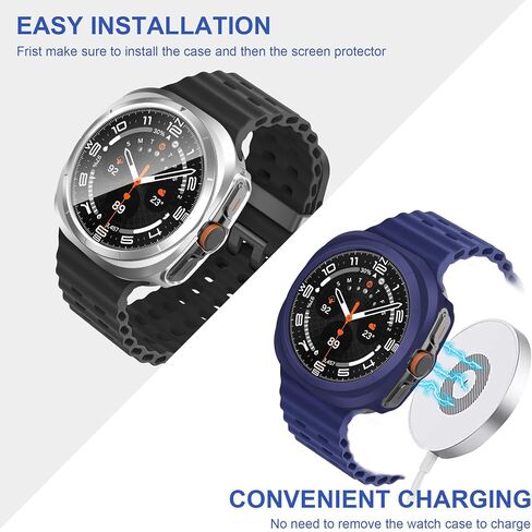 8+4 Pack Case for Samsung Galaxy Watch 7 Ultra 47mm with Tempered Glass Screen Protector, Waterproof Anti-Fog Screen Protector Shockproof Hard PC Cover Compatible with Galaxy Watch 7 Ultra in Kuwait
