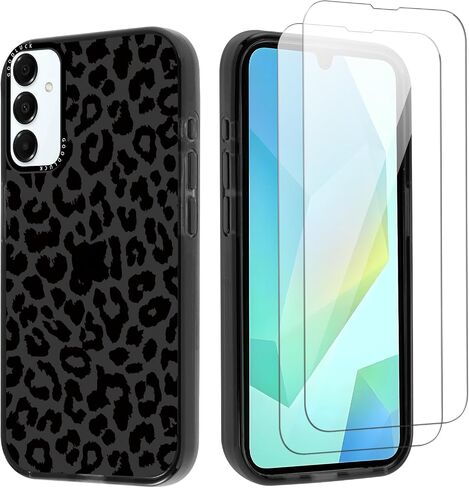 Case Case Print Print for Samsung Galaxy S21 Fe 5G 6.4 "Case with 2 حامي شاشة مقسمة ، تصميم نمط النمر لطيف TPU Soft Clear Funda للنساء ، الأسود ، الأسود in Kuwait