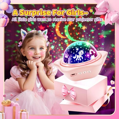 ضوء ليلي للأطفال، 90 مصباح ضوئي للأطفال، ضوء ليلي صامت 360 درجة، أضواء نجوم قابلة لإعادة الشحن للسقف، ضوء ليلي للأطفال الصغار مع مؤقت، ضوء ليلي وحيد القرن للفتيات in Kuwait