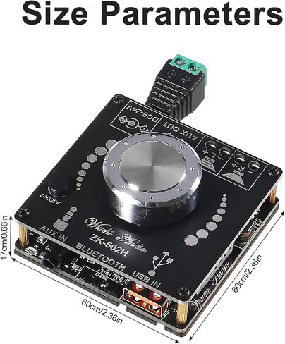 ZK-502T 50W+50W لوحة مضخم صوت ستيريو مع تحكم ثلاثي وباس، DC 9-24V BT ومدخل AUX، لوحة BT 5.0 AMP للوحة مكبرات الصوت اللاسلكية DIY، سهلة التركيب وخالية من كلمة المرور in Saudi Arabia