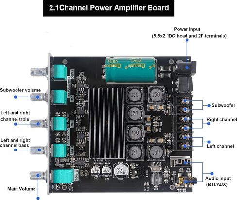 ZK-502T 50W+50W لوحة مضخم صوت ستيريو مع تحكم ثلاثي وباس، DC 9-24V BT ومدخل AUX، لوحة BT 5.0 AMP للوحة مكبرات الصوت اللاسلكية DIY، سهلة التركيب وخالية من كلمة المرور in Saudi Arabia