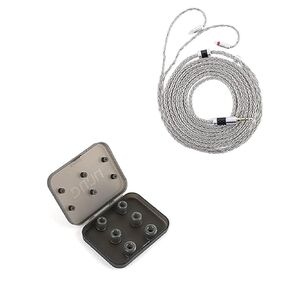 Linsoul Tripowin Zonie IEM Cable, 2m Long Earbud Cord, 16 Core Silver Plated Earphone Cable(2Pin) DUNU S&S Silicone Eartips S/M/L (3pairs)