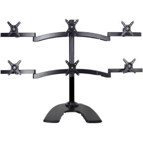 with Big Base 10-27" Six Screen Table Mount LCD Tv Stand Full Motion Height Adjustable Monitor Desk Support Bracket LCD Holder(Big one)