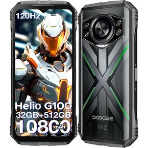 DOOGEE S Cyber Pro Rugged Phone, 10800mAh Android 14 Rugged Smartphone, 32GB+512GB, Helio G100 Octa Core Gaming Phones, 6.6" FHD+ 120Hz IPS Waterdrop Screen, 4G Dual SIM Mobile Phone, Green