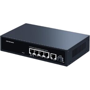 2.5G PoE Switch 5 Ports 2500M 10G SFP+ Slot 65W Protection IEEE802.3af/at(US Plug)