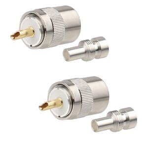 2 Pack PL259 Coax Connectors 50 Ohm PL-259 UHF Male Solder Connector Plug with Reducer for RG8X LMR400 RG59 RG8 RG213 LMR240 Coaxial Cable