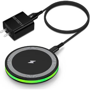 Wireless Fast Charger Samsung Android Phone Charging Pad Wireless Charging Station for Samsung Galaxy S25 Ultra S25 Plus S24 S23 S22 S21 S20 S10,iPhone 16 Pro Max Plus 15 14 with QC 3.0 Power Adapter