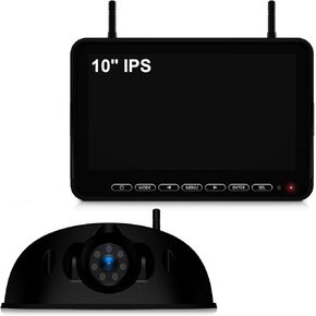 Fookoo 1080P 10" Wireless RV Backup Camera System for Furrion Pre-Wired RV Truck Trailer, 10" IPS Monitor, 2 Side View 1 Rear View Cameras, Split Screen IR Night Vision Recording Waterproof - D10Y3