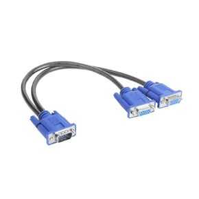 Splitter Cable 1 Computer to 2 M>oni>tor Male to Female Adapter Wire