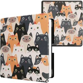 حالة Kwmobile متوافقة مع Amazon Kindle Scribe (2024) Case - غطاء Ereader - Cats Orange/Black/White
