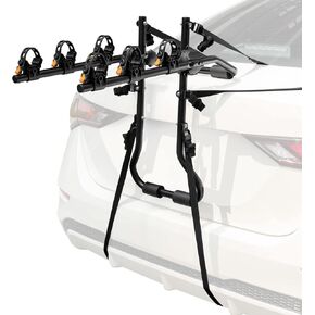 GYMAX Bike Rack, Trunk Mounted 3 Bike Hitch Rack with 2" Receiver & Double Safety Guarantee, Folding Heavy Duty Adjustable Bicycle Rack for Cars, Trucks and Minivans