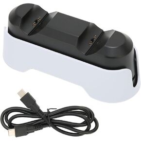 وحدة التحكم في محطة شحن وحدة التحكم في PS5 ، رصيف شحن سريع مزدوج مع مؤشر LED لـ PS5 (أبيض)
