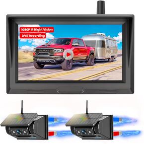 2 كاميرا احتياطية شمسية ملوكية مغناطيسية HD1080P 1 دقيقة التثبيت DVR 5 "IPS شاشة نظام الكاميرا العكسي القابلة لإعادة الشحن لارتفاع عجلات الحصان Groenseck/Car RV S3
