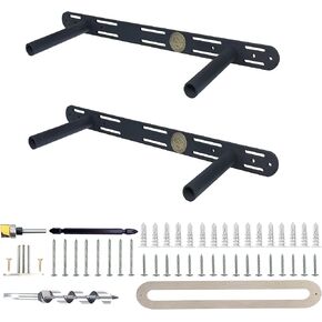 Upgrade Floating Shelf Bracket 2 Pack，Heavy Duty Solid Steel Hidden Shelf Brackets for Floating Wood Shelves，Invisible Wall Mount Bracket for Home & Office (18 inch with Build Kit)
