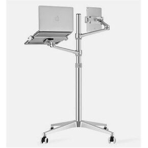 UP-9L Multifunction Computer Floor Stand for Laptop/Tablet/Phone Holder Height/Angle Adjustable with Wheel Aluminum(Silver)