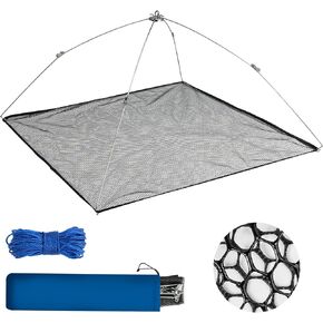 QualyQualy Umbrella Minnow Trap Net, Collapsible Fishing Bait Net with Rubber Coated Mesh & Steel Frame, Fish/Shrimp/Crayfish Trap Cast Net for Creek, Pond Fishing, Foldable Baitfish Catcher