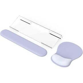 iCasso Keyboard Wrist Rest,Ergonomic Mouse Pad with Wrist Support,Acrylic Clear Keyboard Stand for Desktop,Non-Slip Mousepad Set for Office Home Gaming (Green)