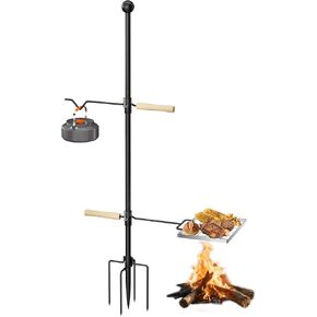 Campfire Grill Grate, Fire Pit Grill Grate with 360°Swivel Handle, Open Fire Cooking Equipment, Over Fire Camp Grill, Portable Camp Grill for Outdoor Camping BBQ, Stainless Steel Grate