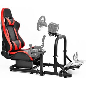 Dardoo 50MM Racing Simulator Cockpit with Red Gaming Seat, Compatible with Logitech Fanatec Thrustmaster G25 G27 G29 G920 G923 T300RS,Driving Stand Not Included Wheel and Pedals