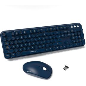 Wireless Keyboard and Mouse Combo, 2.4GHz Full-Size Keyboard Mouse Wireless, Plug-and-Play USB Receiver for PC, Laptop, Desktop, Windows, Mac - DarkBlue