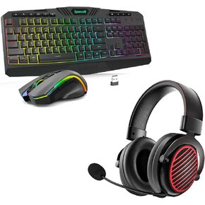 Redragon S101PKS Wireless Gaming Keyboard and Mouse & H540 Wireless Gaming Headset