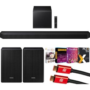 Samsung HW-Q800F 5.1.2CH Soundbar System (2025) Q-Symphony Bundle مع SWA-9500S Wireless الخلفية ، والتكنولوجيا Smart USA Movies Premiere Streaming و 2 × 4K HDMI كابل