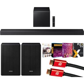 Samsung Q Series Soundbar HW-QS700F 3.1.2 CH SPEWOOFER (2025) Q-Symphony Bundle مع SWA-9500S Wireless Lear Speaks ، Tech Smart USA Movies Streaming و 2x 4K HDMI Cable