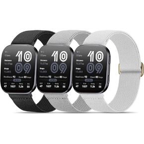 3 Pack 22mm Nylon Elastic Band Compatible with Amazfit Bip 6/5,Soft Breathable adjustable Sport Replacement Strap for Amazfit GTR 4/3/3 Pro /2/2e/GTR 47mm/Balance/Cheetah Women Men