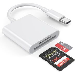 USB C to SD Card Reader,2-in-1 Dual Slot USB Type C to SD with TF Memory Card Reader Adapter,SSYCCY Type C Memory Card Adapter Trail Camera Viewer for iPhone15/16/iPad/MacBook/and More USB-C Devices