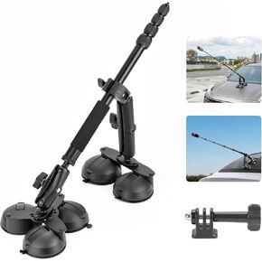 Suction Cup Car Mount for Insta360 X5 X4 X3, Window Windshield Mount Kit with 1.5M Extension Pole Selfie Stick for Insta 360 X5 X4 X3 X2 X ONE RS R Go 3S Ace Pro, for GoPro Camera Accessories