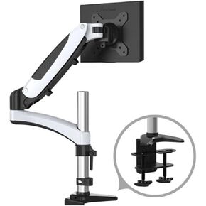 GST112 Aluminum 27" 5-16kg 360 Rotate 2 Arm Clamp Grommet Gas Spring Gas Strut LCD Tv Monitor Screen Desktop Bracket with Pole(Grommet Instal Base)