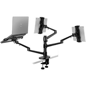OL-20L Aluminum Multifunction 10"-17" Laptop Stand 10"-32" Monitor Desktop Holder +4"-14"(Long Pole Grey)