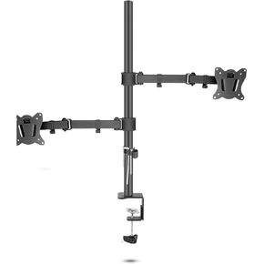 (40cm) DL-T902-240II Full Motion Dual Monitor Desktop Stand Holder 10"-27" Clamp Grommet Hole Base PC Mount Foldable Arm 12kg(DL-T902-240II-G)