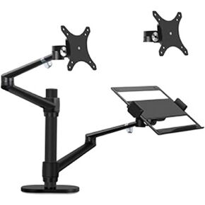 OL-3L 10 "-17" ERGONDAMICS DESK LAPTOP Stand 32 "Monitor Monitor سطح المكتب كمبيوتر كامل الحركة مع شريط الأعمدة (أسود)