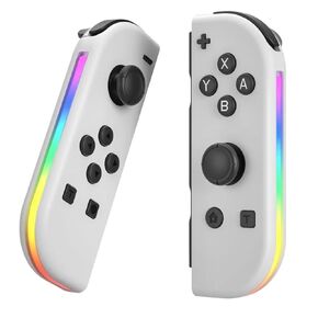 وحدة تحكم حلول التعبئة العالمية للتبديل اللاسلكي مع LED قابل للتعديل متوافق مع التبديل OLED/Switch/PC ، الدعم/لقطة الشاشة/التحكم/الحركة/الحركة المزدوجة لون الاهتزاز الأبيض
