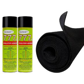 16FT x 3.75FT Black Speaker Box Carpet +2 Cans 777 Fabric Spray Glue